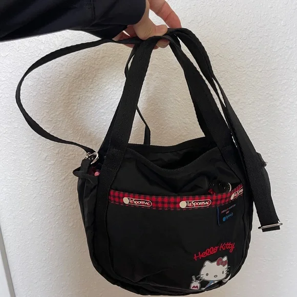 LeSportsac Black and Red Hello Kitty Hand Bag (Including Crossbody Straps) NWOT - Picture 7 of 8